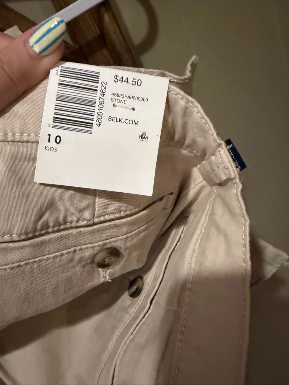 crown & ivy Beige Casual Pants with Navy Trim